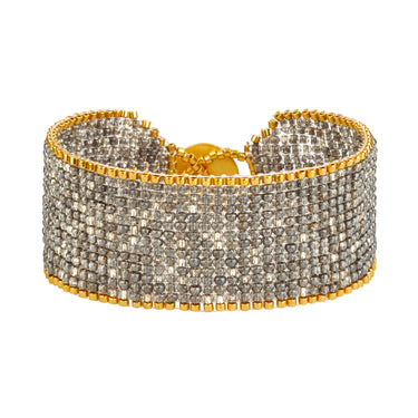 Brazalete Telar Dorado Medio Liso Plata Pavonada